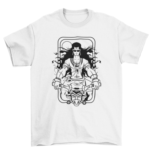 Long Haired Bike Rider Man Wild Bull Shape Motorcycle Cartoons &