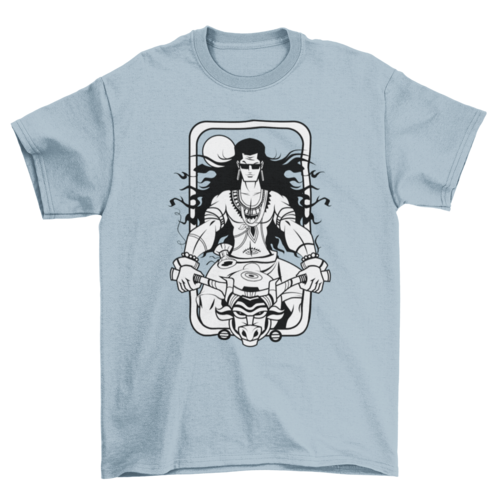 Long Haired Bike Rider Man Wild Bull Shape Motorcycle Cartoons &