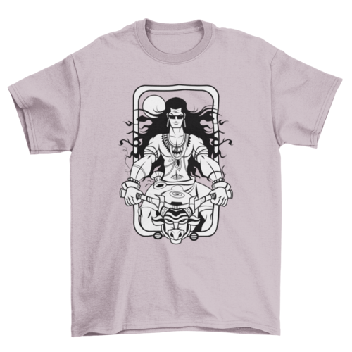 Long Haired Bike Rider Man Wild Bull Shape Motorcycle Cartoons &