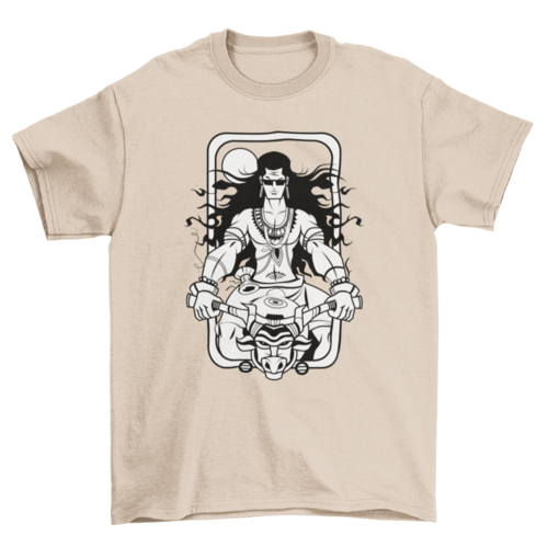 Long Haired Bike Rider Man Wild Bull Shape Motorcycle Cartoons &