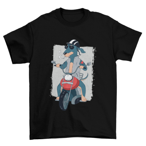 Dachshund on motorcycle t-shirt design