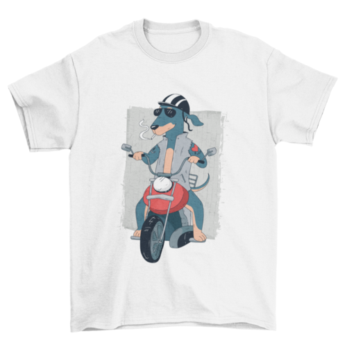 Dachshund on motorcycle t-shirt design