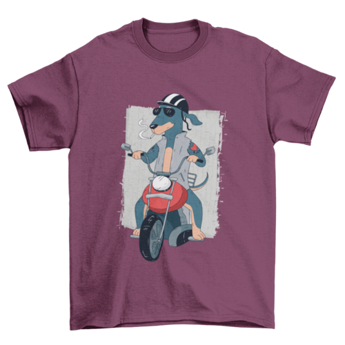 Dachshund on motorcycle t-shirt design