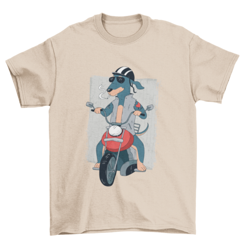 Dachshund on motorcycle t-shirt design