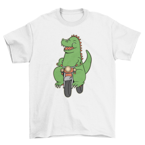 Biker dinosaur cartoon t-shirt