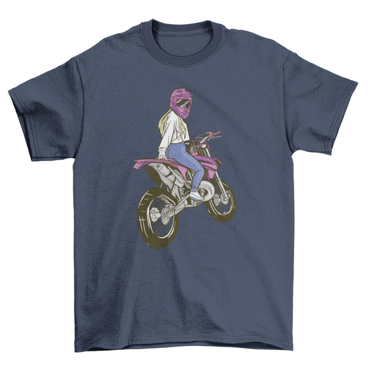 Motocross blonde woman t-shirt