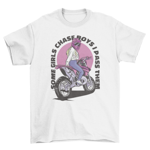 Girl with helmet on motorcycle t-shirt