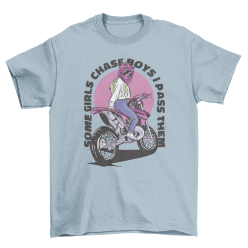 Girl with helmet on motorcycle t-shirt