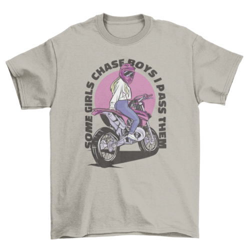 Girl with helmet on motorcycle t-shirt