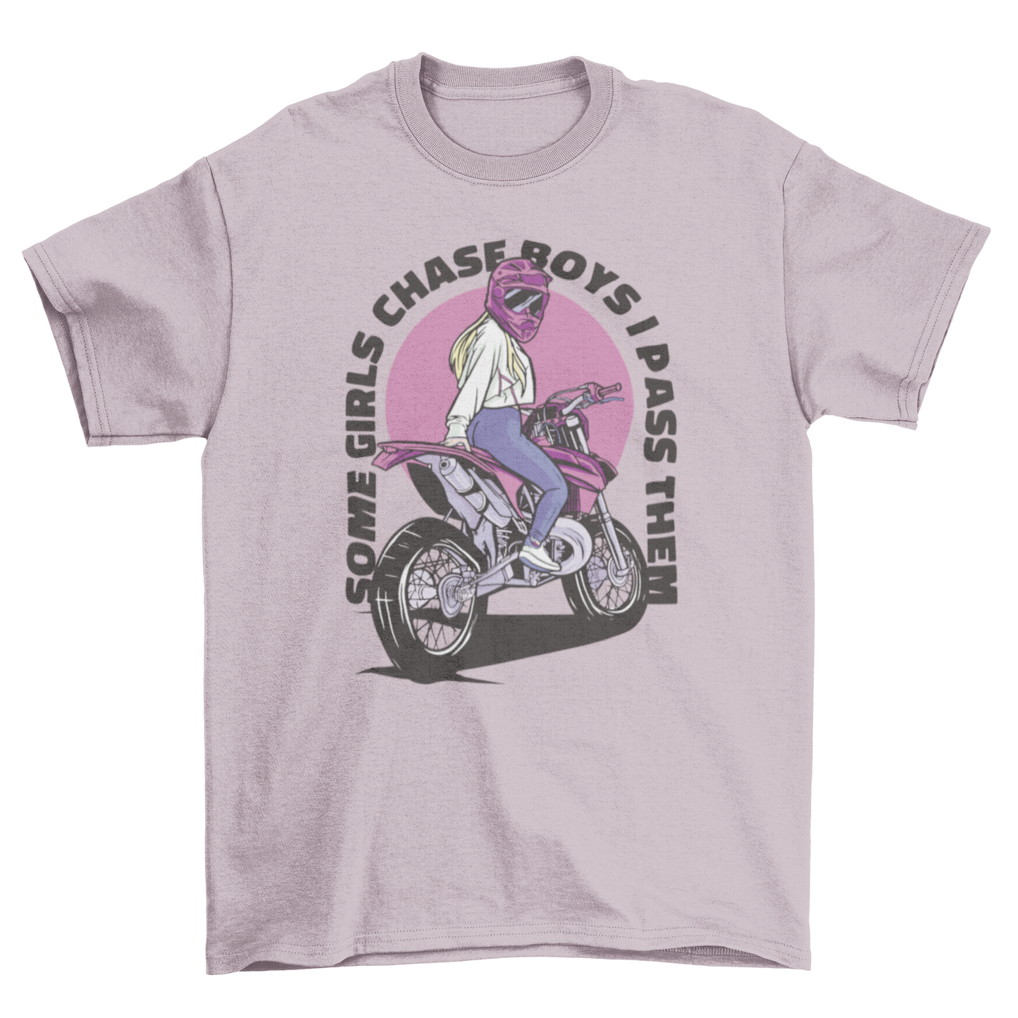 Girl with helmet on motorcycle t-shirt