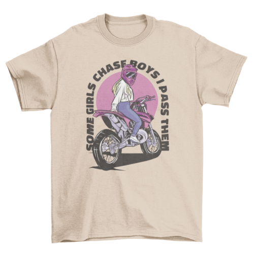 Girl with helmet on motorcycle t-shirt