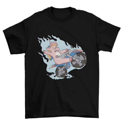 Unicorn on motorcycle t-shirt