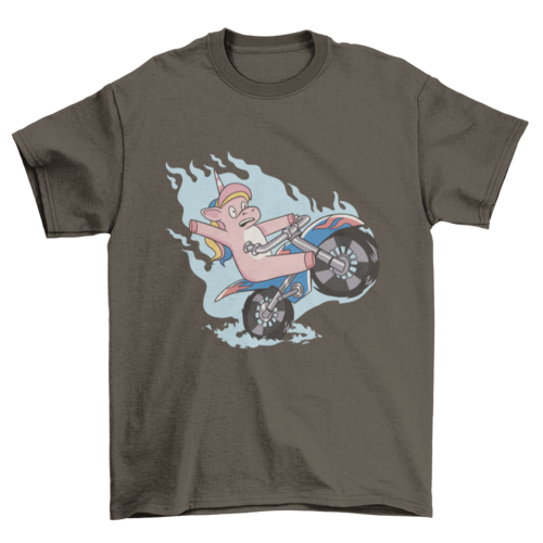 Unicorn on motorcycle t-shirt