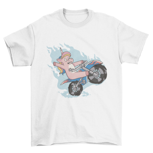 Unicorn on motorcycle t-shirt