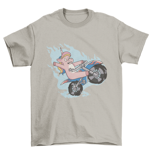 Unicorn on motorcycle t-shirt