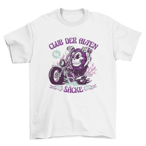 Skeleton riding motorcycle t-shirt design