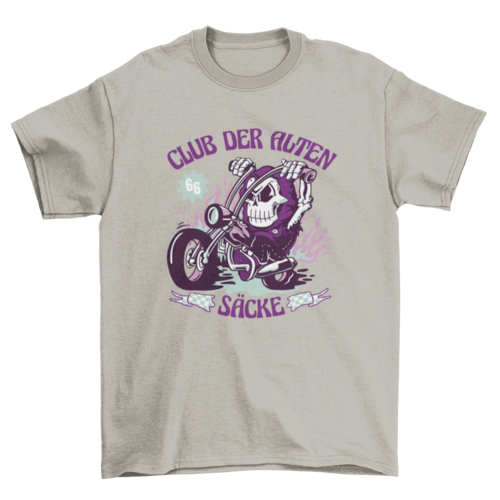 Skeleton riding motorcycle t-shirt design