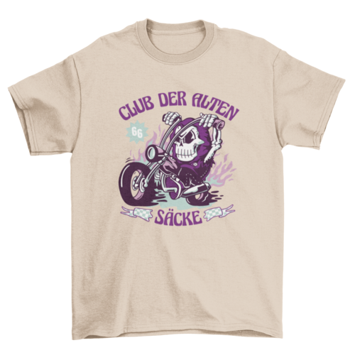 Skeleton riding motorcycle t-shirt design