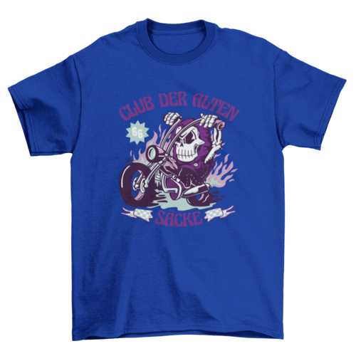 Skeleton riding motorcycle t-shirt design