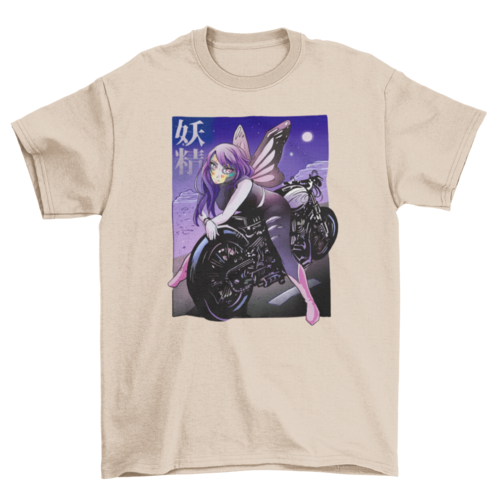 Fairy on motorcycle t-shirt