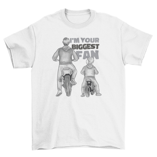 Man and child in motorcycles t-shirt