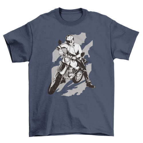 Person with motorcycle t-shirt