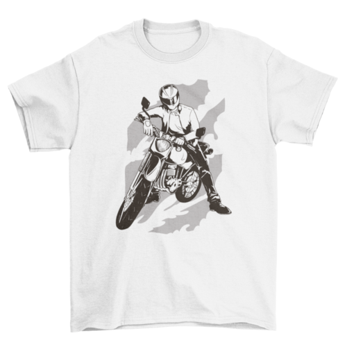 Person with motorcycle t-shirt