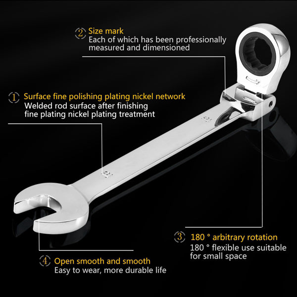 Pro Spanner Wrench Ratchet Polished Set Kit Metric 8 -19mm Car Tools