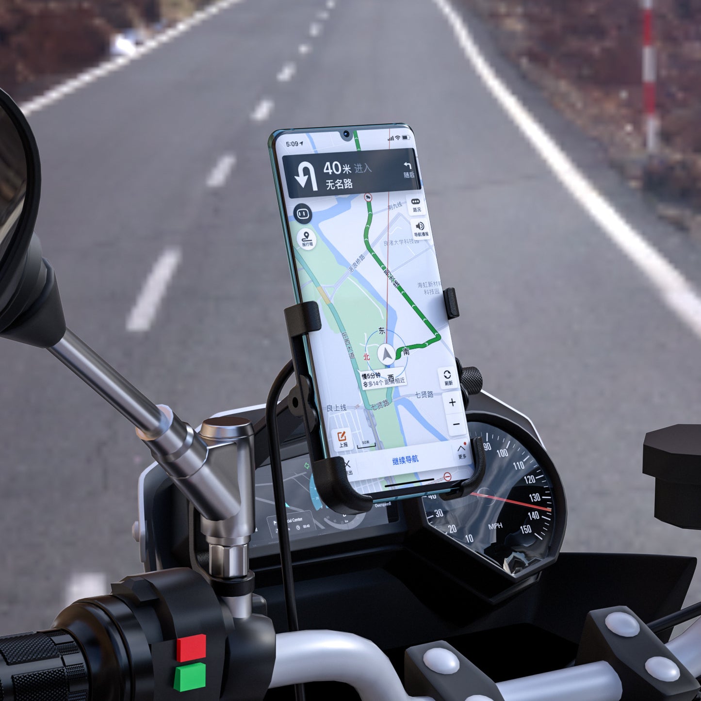 Aluminium Bicycle Motorcycle Phone Holder with USB Charger