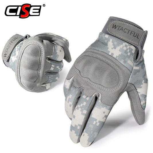 ACU Camouflage Touch Screen Motorcycle Hard Knuckle Full Finger Gloves