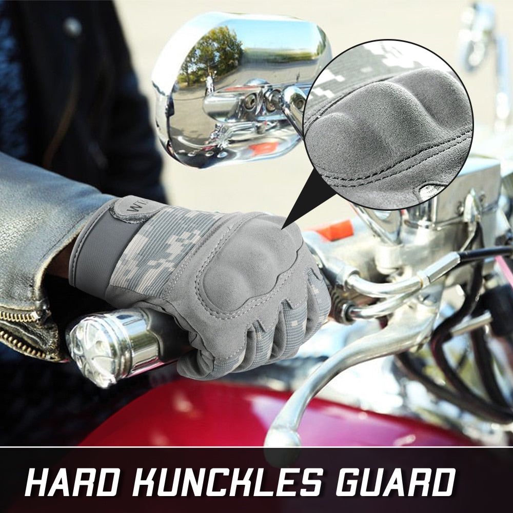 ACU Camouflage Touch Screen Motorcycle Hard Knuckle Full Finger Gloves