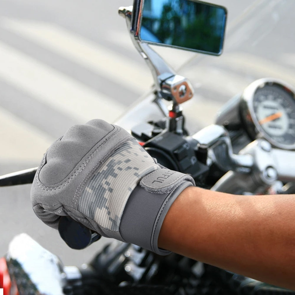 ACU Camouflage Touch Screen Motorcycle Hard Knuckle Full Finger Gloves