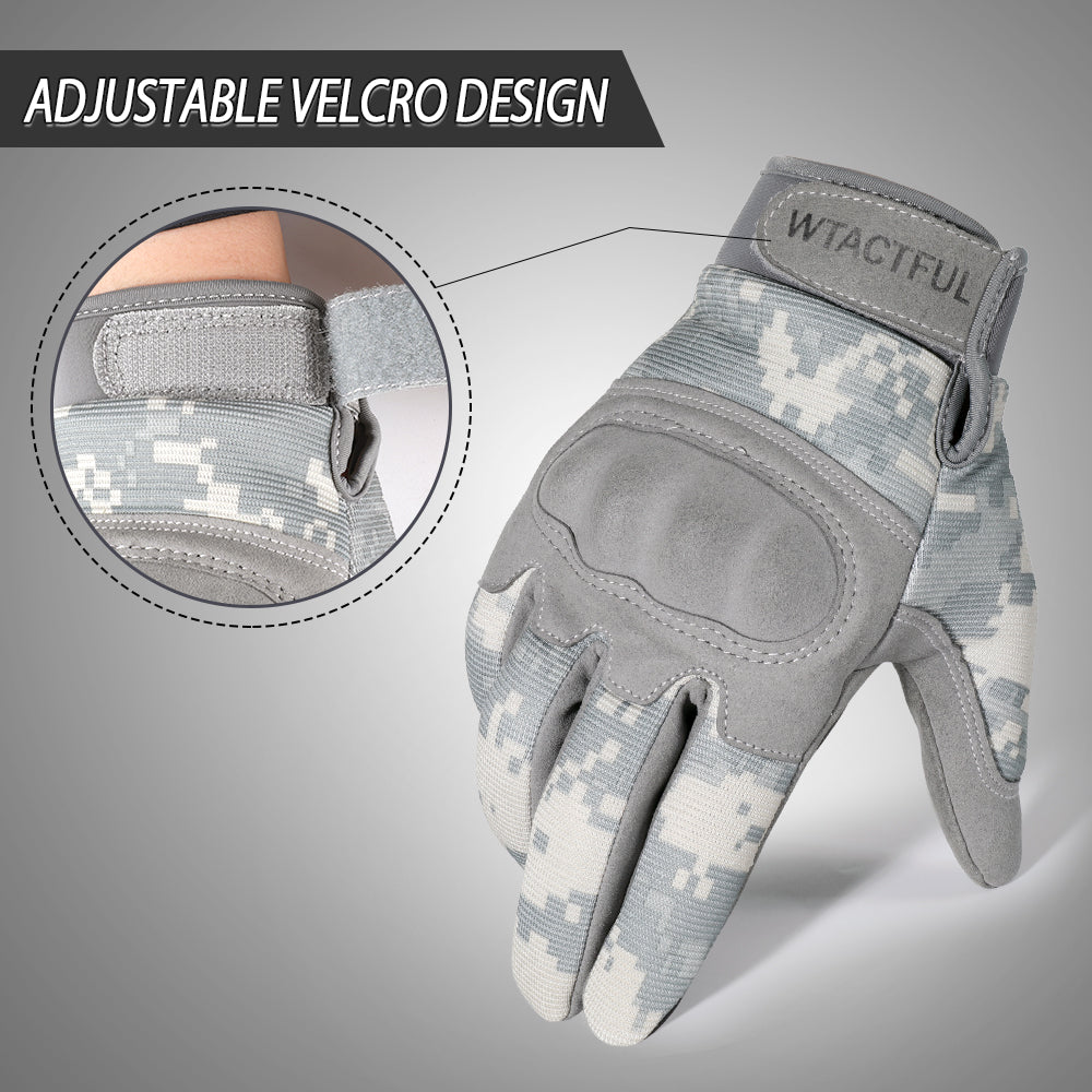 ACU Camouflage Touch Screen Motorcycle Hard Knuckle Full Finger Gloves